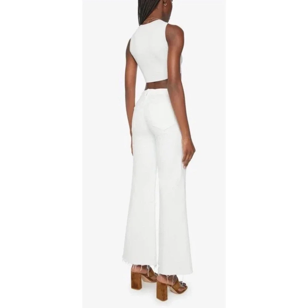 MOTHER | NEW The Roller Fray Fairest of Them All White Wide Leg Jeans SIZE 24 - Picture 3 of 16